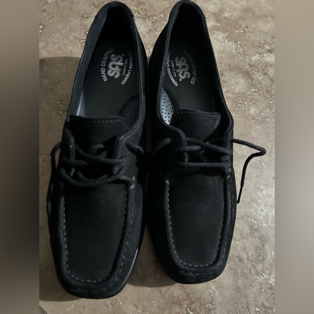 SAS women Black moccasins